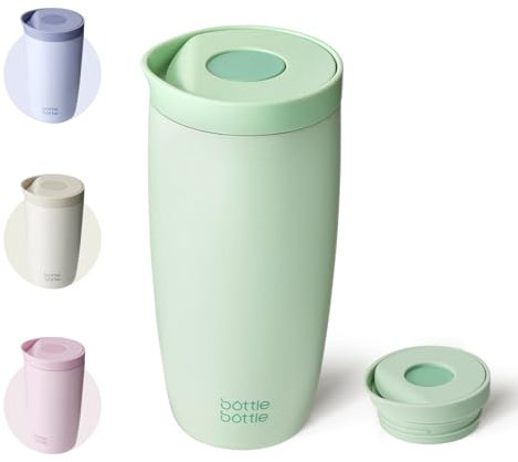 BOTTLE BOTTLE Thermobecher 500ml To Go – Premium Isolierbecher aus Edelstahl, auslaufsicher, BPA-frei, Quick-Press-Verschluss, doppelwandig, hält Getränke lange heiß & kalt (Grün)
