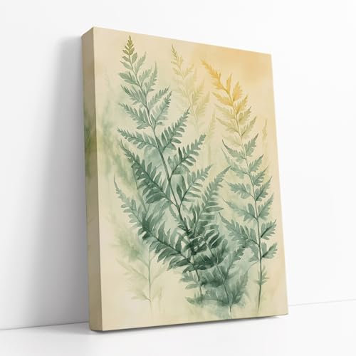 Lithobee - Watercolour Fern Leaves Wall Art for Nature Lovers Canvas Only 16x12inch(40x30cm) - Style No: 300