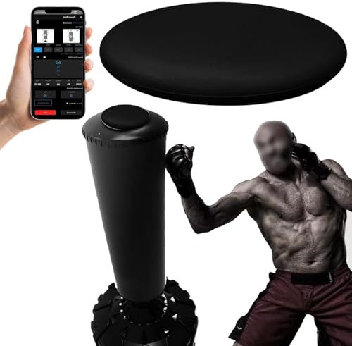 aromaoveite Smart Force Tracker per Sacco da Boxe - Analizzatore di Forza di Pugni E Calci - Misuratore di Potenza con Dati in Tempo Reale E Avvisi Vocali E Grafico della Curva in Tempo Reale,Black