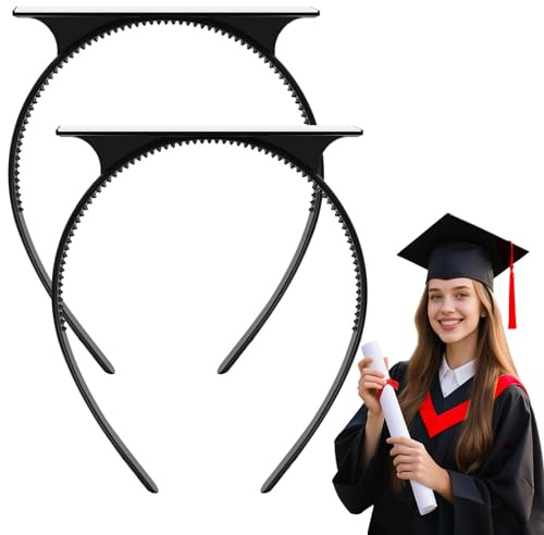 DIELOVEHUA 2 Stück Bachelor Hut Stirnbänder, Abschluss Hut Stirnband Insert, für die Sicherung Graduation Frisur, Abschluss Deko, Unisex Haarreif für Graduierung Studierende(A)