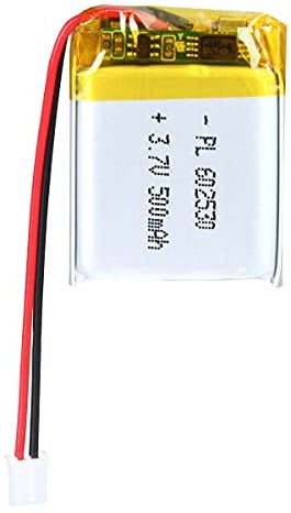 Batteria LiPo 3,7 V 500 mAh 602530 con cavo JST – Batteria ricaricabile ai polimeri di litio per altoparlanti Bluetooth, progetti fai da te e dispositivi elettronici