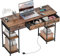 HOMCOM Computer Desk with Power Outlets, 120cm Home Office Desk with 3 Fabric Drawers and 4 Storage Shelves, Study Table Workstation for Bedroom, Rustic Brown