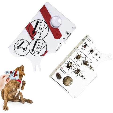 IKOPFLN 2 Pezzi Tick Remover Card,Clip per Zecche,Tick Remover,Rimuovi Zecche,con Lente D'Ingrandimento,Perfetta per Rimuovere le Zecche,Ideale per Attività All'aperto