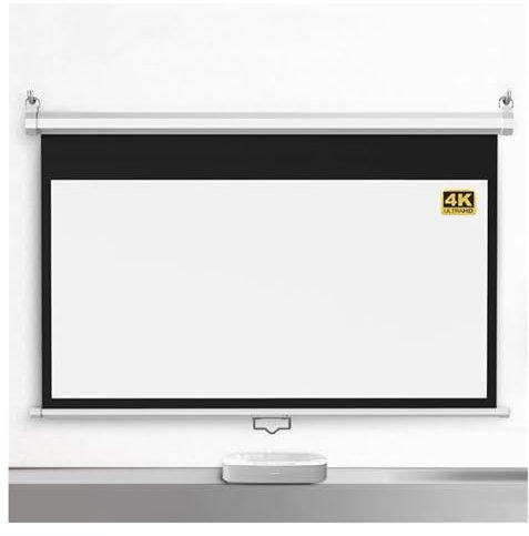 Pull Down Projector Screen Retractable Projection Screen With Auto Lock, 4:3 16:9 4K HD Home Theater Movie Screen Adjustable Screen Height(72inch-16:9)