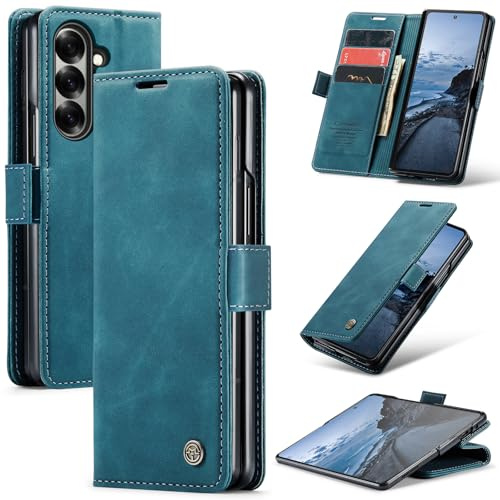 Ottcooed Coque pour Samsung Galaxy Z Fold 7, Etui Protection Housse Premium en Cuir PU, Emplacements Cartes Magnétique Pochette de Portefeuille Flip Case pour Samsung Galaxy Z Fold 7 - Turquoise