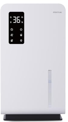 PRIXTON Aura Deumidificatore e Purificatore 2 in 1, Sistema Termoelettrico, Regolazione automatica, Modalità Notturno, 3L di Capacità, Grande Copertura
