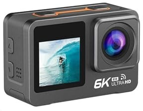 FJLKGDSP Action Camera 6K 4K60FPS EIS Wi-Fi Dual Screen 170D 2.0 Inch Touch 30M Waterproof Sport With Remote Control
