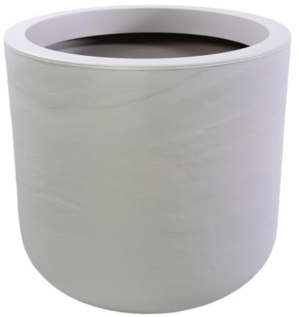 mgc24 Blumenkübel rund Ø 48,5 x 46,2 cm 67 L Pflanztopf in Steinoptik beige wetterfest & robust für Garten, Balkon & Terrasse