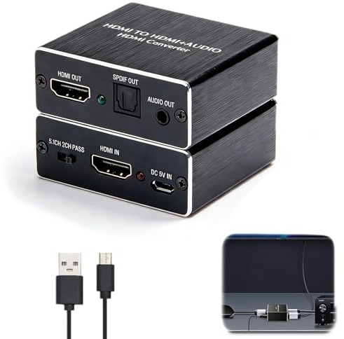 4K x 2K HDMI Audio Converter Extractor,ARC Audio Splitter Adapter with Optical Toslink SPDIF,5.1CH 3.5mm Stereo Output,Support 4K@30Hz 2K@30Hz HDM Output for PS5 PS4 PS3 TV Box DVD Blu-ray 3D HDTV