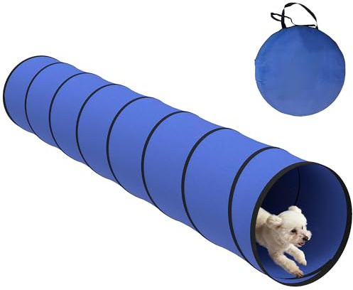 PawHut Tunnel pour Chien de Taille Moyenne, 300 x 50 cm, Bleu