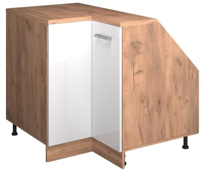 Vicco Eck-Küchenschrank für Dachschrägen R-Line, Weiß Hochglanz, 75.6 cm mit 1 Tür, Schrankkorpus 60 cm Tiefe, zur freien Kombination innerhalb modularer Küchensysteme