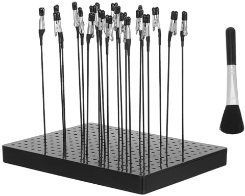 Healvian Modellbau Krokodilklemmenständer mit 20 Flexiblen Clips und Stabilem Sockel aus Kunststoff und Aluminium für Airbrush Sprühlackierung und Präzises Modellmalerei Zubehör Inklusive