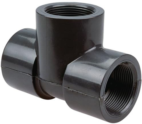 NIBCO 4512-3-3 Série Raccord de tuyau en PVC, Tee, Annexe 80, NPT Femelle, 3/4, gris foncé, 1