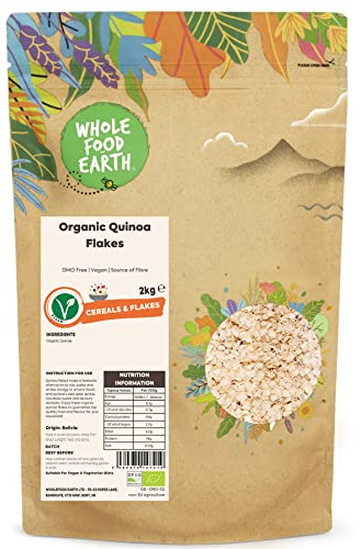 Wholefood Earth Organic Quinoa Flakes – 2 kg | GMO Free | Vegan | Source of Fibre | Certified Organic