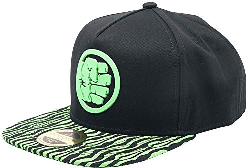 Marvel Unisex Comics Incredible Hulk Fist Smash Rubber Patch Snapback Baseball Cap with Animal Print Brim, One Size, Black/Green (Sb130404mar) Baseballkappe, Schwarz, Einheitsgröße