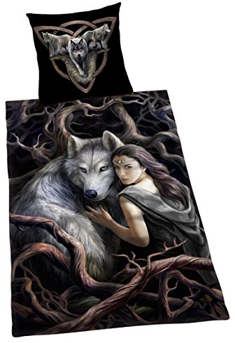 Herding ANNE STOKES Bettwäsche-Set, Wendemotiv, Bettbezug 135 x 200 cm, Kopfkissenbezug 80 x 80 cm, Baumwolle/Renforcé