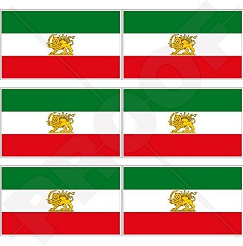Iran PERSIEN Ehemalige iranische Flagge Persisch 40mm Mobile, Handy Vinyl Mini Aufkleber, Abziehbilder x6 Stickers