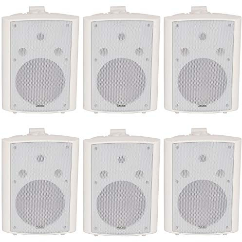 6x (3 Pairs) - 180W 2 Way White Wall/Shelf Mounted Stereo Speakers & Brackets – 8” 8Ohm – LOUD & BASS | Quality Home Music Loudspeakers For HiFi Surround Sound & Streaming Audio