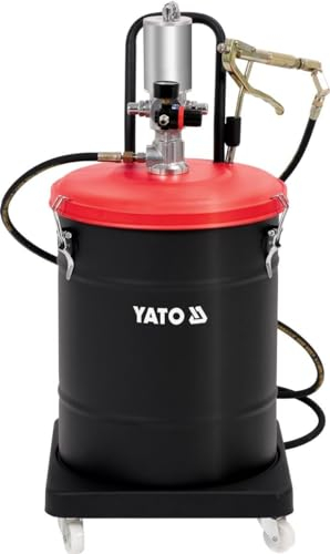Yato Profi Druckluft Fettpresse | 45 Liter | fahrbar | Arbeitsdruck: 8 bar | Ausgangsleistung: 300-400 bar | 4 Meter Schlauch | YT-07069 | Druckluft F