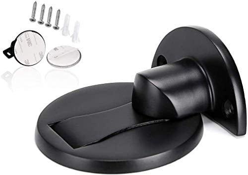 KOLKO Magnetic Door Stop, Self Adhesive Magnetic Door Stopper, Floor Mount, Invisible Black Doorstop Indoors Magnet Door Catch Holder to Keep Door Open, Wall Protector