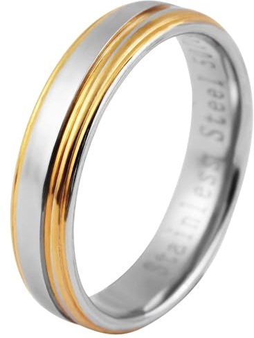 Akzent Herren Ring - Herrenring Größe 66 aus Edelstahl in Bicolor, 100% Wasserfest & Hautverträglich