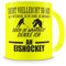 Samunshi® Ich denke an Eishockey Tasse Kaffeetasse Teetasse Kaffeepott Kaffeebecher Becher H:95mm/D:82mm neon gelb