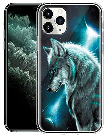 Yoedge für Apple iPhone 12 Pro / 12 6,1 Hülle,Silikon Transparent TPU Schutzhülle Handyhülle mit Muster Motiv Case Ultradünn Stoßfest Rückschale Tasche Weiche Cover für Apple iPhone12 Pro 6,1,Wolf