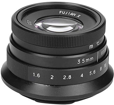 VBESTLIFE Camera Lens, Alloy Optical Glass 35mm F1.6 Vintage Appearance Lens Large Aperture Manual Fixed-Focus Humanistic Scenery Camera Lens (for E Mount Black)