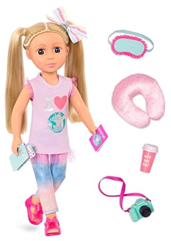 Glitter Girls Deluxe Puppe Percy auf Reise – Bewegliche 36 cm Puppe mit Puppenkleidung, Zubehör und blonden Langen Haaren zum Frisieren – Spielzeug ab 3 Jahren (13 Teile)