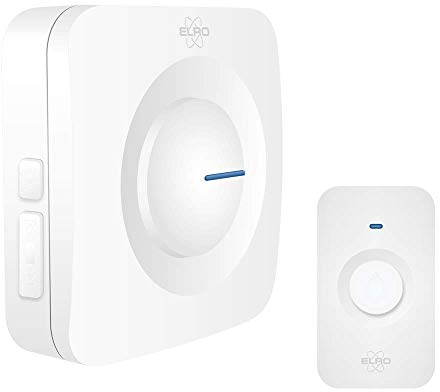 ELRO DB3000 Funk Türklingel Set Tragbare Empfänger mit Batterie-Wasserdicht, 300m Reichweite, 64 Melodien-Weiß