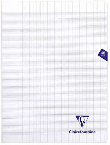 Clairefontaine 303311C Lot de 10 Cahiers Agrafés Mimesys - 24x32 cm - 48 Pages Grands Carreaux - Papier Blanc 90 g - Couverture Polypro Transparent - Couleurs Aléatoires