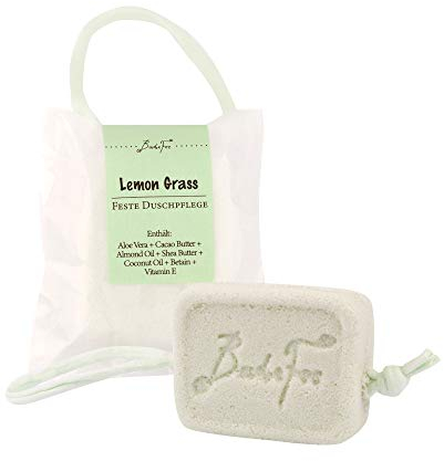 BadeFee feste Duschpflege Lemon Grass (Duft Lemongrass, festes Duschgel, plastikfrei, Geschenkidee, natürliche Inhaltsstoffe)