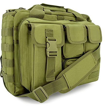Jaegvida Borsa Tattica per Computer Portatile Militare Messenger Borsa per computer e Tablet Custodia da Trasporto a Spalla per 35.5cm Laptop (Verde Militare)