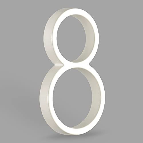 HASWARE Floating House Number Sign: 5 inch Modern Door Signage - Striking for Street Home Address Numerals (8, White)