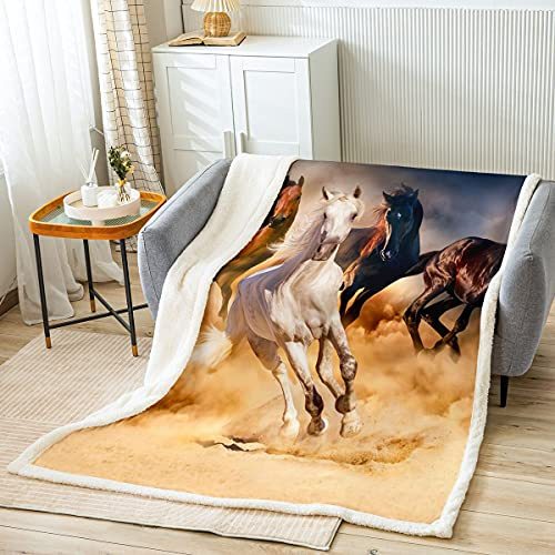 Homemissing Pferd Decke 150x200cm für Kinder Jungen Mädchen Galoppierendes Pferd Bedrucktes Kuscheldecke 3D Wildtier Pferde Wohndecke WildLeben Schlafzimmer Dekor Flanell Fleecedecke