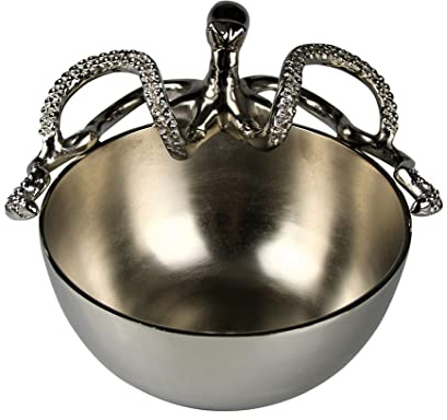 Schale Oktopus aus Alu - Edle Schale Krake, Deko Schale Octopus, silber