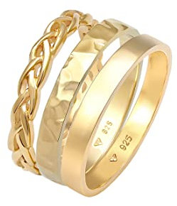 Elli Ring Damen Band 3er Set Geflochten in 925 Sterling Silber