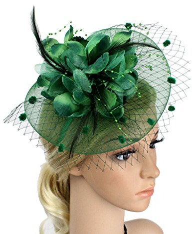 Fascinators für Damen, Netz, Federn, Blume, viktorianische Pillendose, Hut, Burgunderrot, Fascinatoren, TeeRennhut, Hochzeit, Kirche, Beerdigung, St. Patricks Day, Junggesellinnenabschied,