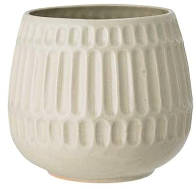Nordring Maceta Riff - Macetero Decorativo Redondo para Flores e Plantas para Interiores L (16,5 cm ø), Verde Claro, Cerámica