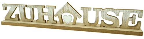 GILDE Deko XXL-Wort ZUHAUSE mit Herz, Holz Weiss-lasiert 45x8,5x4cm, Buchstaben Schriftzug Home