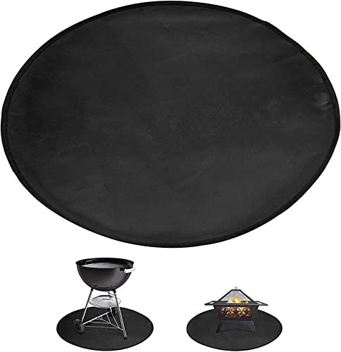 Feuerfeste Unterlage Feuerschale Matte, 24'' Rund Feuerstellenmatte Grillmatte Feuerstelle Matte Zubehör - Hitzebeständige Grillteppich Bodenschutzmatte Bodenmatte Schutzmatte unter Grill