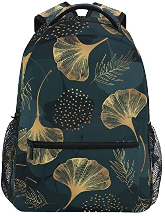 Mnsruu Goldener Ginkgo-Rucksack für Jungen und Mädchen, Schul-Büchertasche, Kinder-Reiserucksack, Tagesrucksack, Laptoptasche, C533