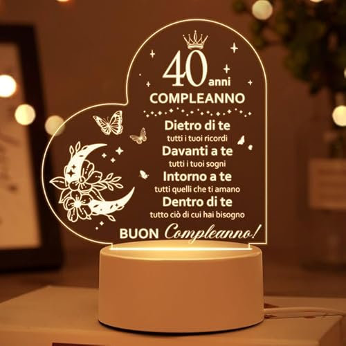 Regalo Donna Compleanno 40 Anni, 40 Anni Regalo Uomo Compleanno 1984, Regalo Amica Compleanno Luce Notturna, 40 Anni Regalo Compleanno Mama, Papa, Nonna, Sorella, Idee Regalo Amica Compleanno