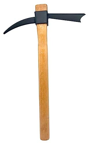 Tradineur - Azada de Metal Doble con Pico - Mango de Madera - Herramienta para Jardin - 36 x 6 x 12 cm - Modelo Aleatorio