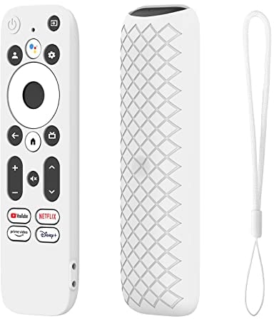 Silicone Remote Case for MECOOL KD3 Android TV Stick, Anti-Slip Remote Protective Cover Compitable with Onn. Android TV 2K FHD Streaming Stick with Lanyard (White)