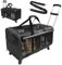 GOYJOY Transporttasche für Katze mit Rollen,Faltbarer Katzentransportbox für 2 Haustiere, für bis zu 15,9 kg,super belüftetes Design, ideal für Reisen/Wandern/Camping