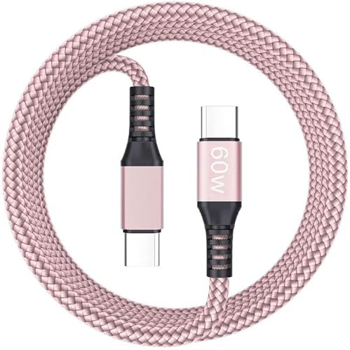 60W Fast USB C Charger Cable For iPad Mini 2024/iPad Air 11 2024/Air 13 2024/Pro 11 2024/Pro 13 2024/iPad 2022/Pro 11 2024/Air 2022/Mini 2021/Pro 12.9 USB C to C [1.5M] High Speed (Rose Gold)