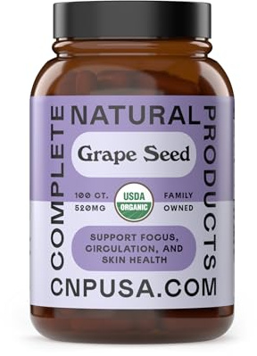 Organic Grape Seed Capsules – 520mg, 100 Count – Polyphenols & OPC Antioxidants