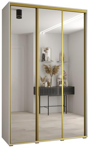 Kleiderschrank mit Spiegel Davos 2 Garderobenschrank - Schrank Schlafzimmer - Mehrzweckschrank 2 Schiebetüren - Regalen - Flur Möbel - Kleiderstange Schrank - Allzweckschrank - closet - Gaderobe