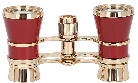 Opernglas-Fernglas, 3 X 25 Lorgnette-Theaterbrille Im Vintage-Stil mit Kette, Fernglas für Musikkonzerte, Ferngläser(Rot)